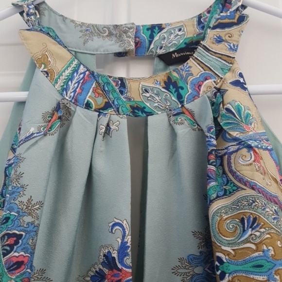 Massimo Dutti Blue and Cream Patterned Dress - Picture 2 of 3